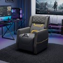 Ver imagem 2 de Poltrona Cadeira Gamer Thunder Reclinável em Courino:cinza/amarelo