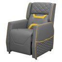 Ver imagem 1 de Poltrona Cadeira Gamer Thunder Reclinável em Courino:cinza/amarelo