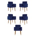 Ver imagem 1 de Kit 5 Cadeiras Poltronas Decorativa - Escritório - Recepção Cor:azul Marinho