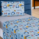 Ver imagem 1 de Conjunto de Lencol Solteiro Bouti 3 Pçs Jogo de Cama Infantil 200 Fios Super Macio:game