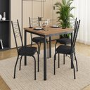 Ver imagem 1 de Conjunto Sala de Jantar Mesa Quadrada 90cm Tampo BP com 4 Cadeiras Adriana Preto