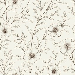 Papel de Parede Floral Minimalista Marrom e Bege -3,00x0,50m - 1