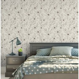 Papel de Parede Floral Minimalista Marrom e Bege -3,00x0,50m - 2