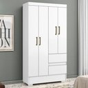 Ver imagem 2 de Guarda Roupa Solteiro Coimbra 4 Portas 100 Cm Branco Armoveis