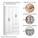 Ver imagem 4 de Guarda Roupa Solteiro Coimbra 4 Portas 100 Cm Branco Armoveis