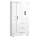 Ver imagem 1 de Guarda Roupa Solteiro Coimbra 4 Portas 100 Cm Branco Armoveis