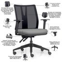 Ver imagem 2 de Cadeira de Escritório Giratória Diretor Flow F02 Base Preta Sintético Cinza - Lyam Decor