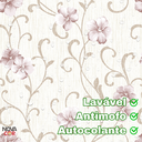 Ver imagem 3 de Papel de Parede Estampa Arabesco Floral Flores 3mx58cm Rosa Adesivo Autocolante