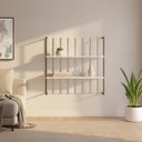 Ver imagem 1 de Estante Ripada Mdf Branco com Prateleiras e Tubo Ouro Velho Carraro