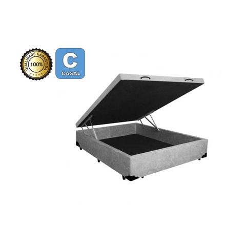 Cama Box Baú Casal 138 Bello Box - Suede Cinza