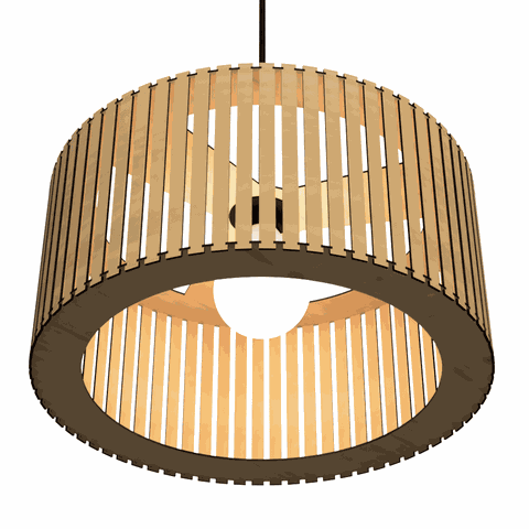 Luminária Pendente Berlim Modelo Ripado -:MDF CRU