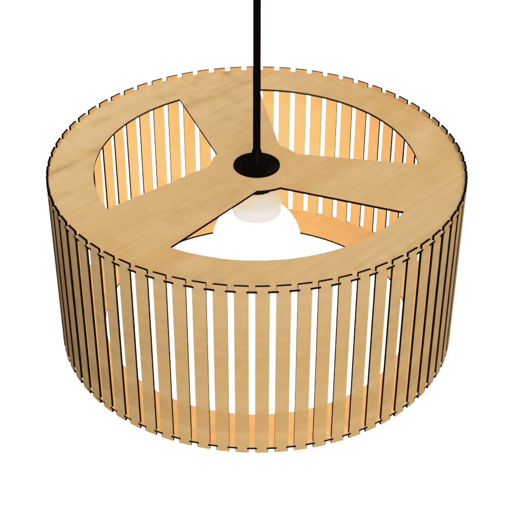 Luminária Pendente Berlim Modelo Ripado -:MDF CRU - 2