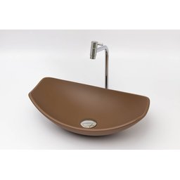 Kit Banheiro Cuba Pia Chanfrada + Torneira e Válvula Cromada:marrom Matte - 2