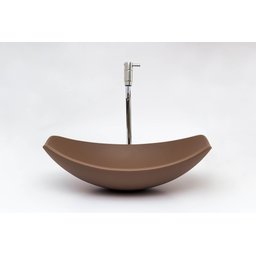 Kit Banheiro Cuba Pia Chanfrada + Torneira e Válvula Cromada:marrom Matte - 4