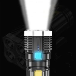 LANTERNA LED  4 NÚCLEOS ALTO BRILHO LONGO ALCANCE ULTRA ILUMINAÇÃO CARREGAMENTO USB:Único/pret - 7