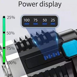 LANTERNA LED  4 NÚCLEOS ALTO BRILHO LONGO ALCANCE ULTRA ILUMINAÇÃO CARREGAMENTO USB:Único/pret - 5
