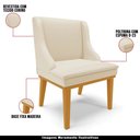 Ver imagem 4 de Kit 6 Cadeiras Decorativas Sala de Jantar Base Fixa de Madeira Firenze Pu Bege/castanho