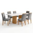 Ver imagem 2 de Conjunto Mesa de Jantar 6 Lugares Isla e Cadeiras Carol 160x80cm Cinamomo Off White Cinza