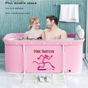 Ver imagem 2 de Banheira Ofurô Dobrável Portátil Retangular PVC Com Encosto Inflável Pantera cor de Rosa VG+