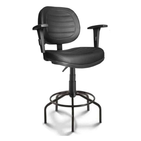 Cadeira Caixa Executiva Costurada Braço Regulável - (aranha Martiflex) - Cor Preta - 35034