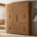 Ver imagem 6 de Guarda Roupa Casal Vizanno 10 Portas com Sapateira Multiuso Golden com Pés Amêndola Touch - Demóbile