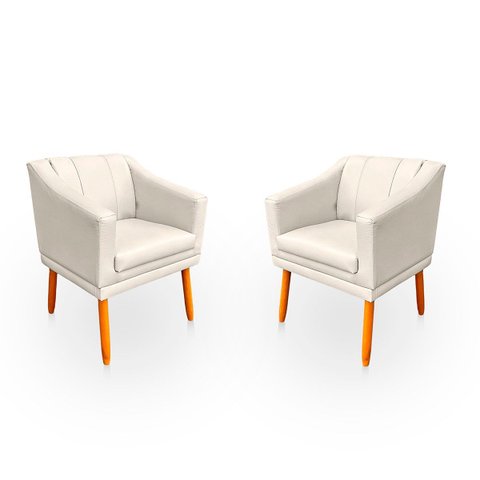 Kit com 2 Cadeiras Poltrona para Sala Moderna e Versátil Millie Corino