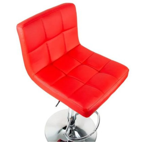 Banqueta Estofada Gomos Confort Base Cromada Vermelha