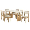Ver imagem 2 de Mesa Cozinha Mila Premium Madeira Maciça C/ Tampo Madeirado C/ Vidro 170x90cm e 6 Cadeiras Lola