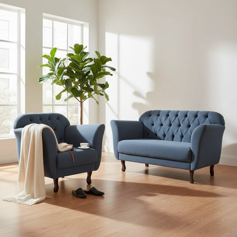 Kit Namoradeira + 1 Poltrona Decorativa Dália Bouclé Cinza