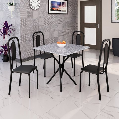 Conjunto para Sala de Jantar com 4 Cadeiras Lívia Preto