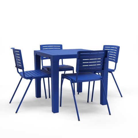 Kit 04 Cadeiras e 01 Mesa Multiuso Niala Plaxmetal Nr17 Azul