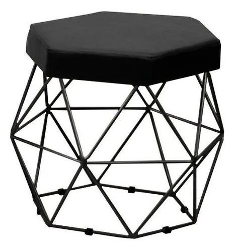 Puff Aramado Onix Preto / Veludo Preto - Metal Móveis - 1
