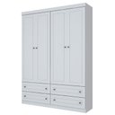 Ver imagem 5 de Jogo de Quarto com Roupeiro 4 Portas e Cômoda Americano - Branco - Móveis Henn