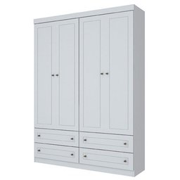 Jogo de Quarto com Roupeiro 4 Portas e Cômoda Americano - Branco - Móveis Henn - 5 Jogo de Quarto com Roupeiro 4 Portas e Cômoda Americano - Branco - Móveis Henn - 5
