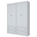 Ver imagem 5 de Jogo de Quarto com Roupeiro 4 Portas e Cômoda Americano - Branco - Móveis Henn