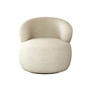 Ver imagem 6 de Kit Poltrona Orgânica Giratória Eloah + Puff Ello Bouclé Italiano Decoração Sala Luxo - Bege