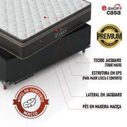 Cama Box Viúva + Colchão Paris Molas Ensacadas Pocket - 61x128x188cm - e-Shop Casa - Couro - 3