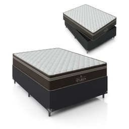 Cama Box Viúva + Colchão Paris Molas Ensacadas Pocket - 61x128x188cm - e-Shop Casa - Couro - 1