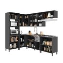 Ver imagem 5 de Cozinha Americana Modulada de Canto Reto Torre Quente Balcão 120cm para Pia Sem Tampo Completa 7 Peças Paris