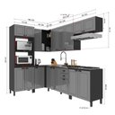 Ver imagem 4 de Cozinha Americana Modulada de Canto Reto Torre Quente Balcão 120cm para Pia Sem Tampo Completa 7 Peças Paris