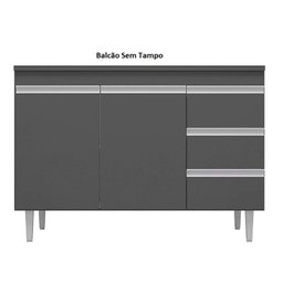 Balcão Armário de Cozinha Andréia 100cm Cinza S/ Tampo - Ajl Móveis - 2