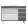 Balcão Armário de Cozinha Andréia 100cm Cinza S/ Tampo - Ajl Móveis - 3
