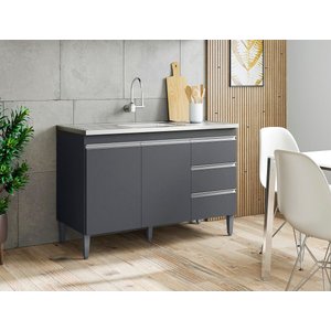 Balcão Armário de Cozinha Andréia 100cm Cinza S/ Tampo - Ajl Móveis