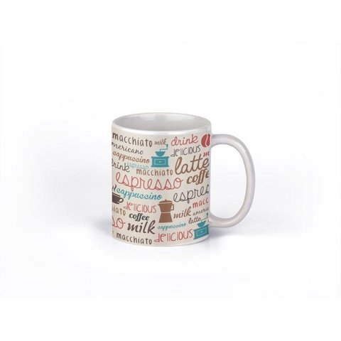 Caneca ECF Estampa de Café Branca Porcelana 325ml