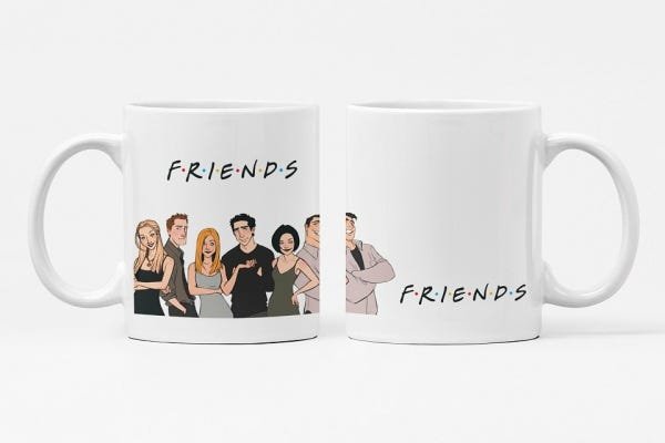 Caneca ECF Friends Branca Porcelana 325ml