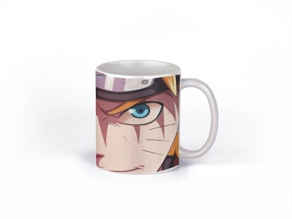 Caneca ECF Naruto Raposa de Nove Caudas Branca Porcelana 325ml