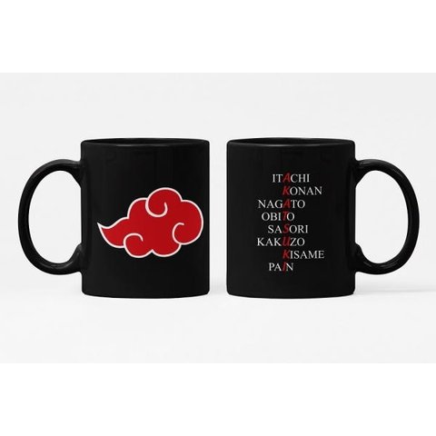 Caneca ECF Naruto Símbolo Akatsuki Preta Porcelana 325ml