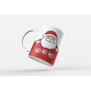 Caneca ECF Natal Papai Noel HoHoHo Branca Porcelana 325ml