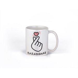 Caneca ECF Saranghae Branca Porcelana 325ml