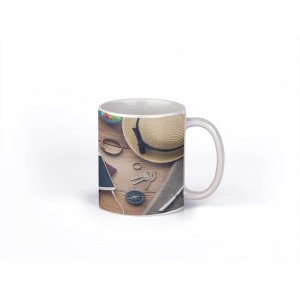 Caneca ECF Vamos Viajar Branca Porcelana 325ml